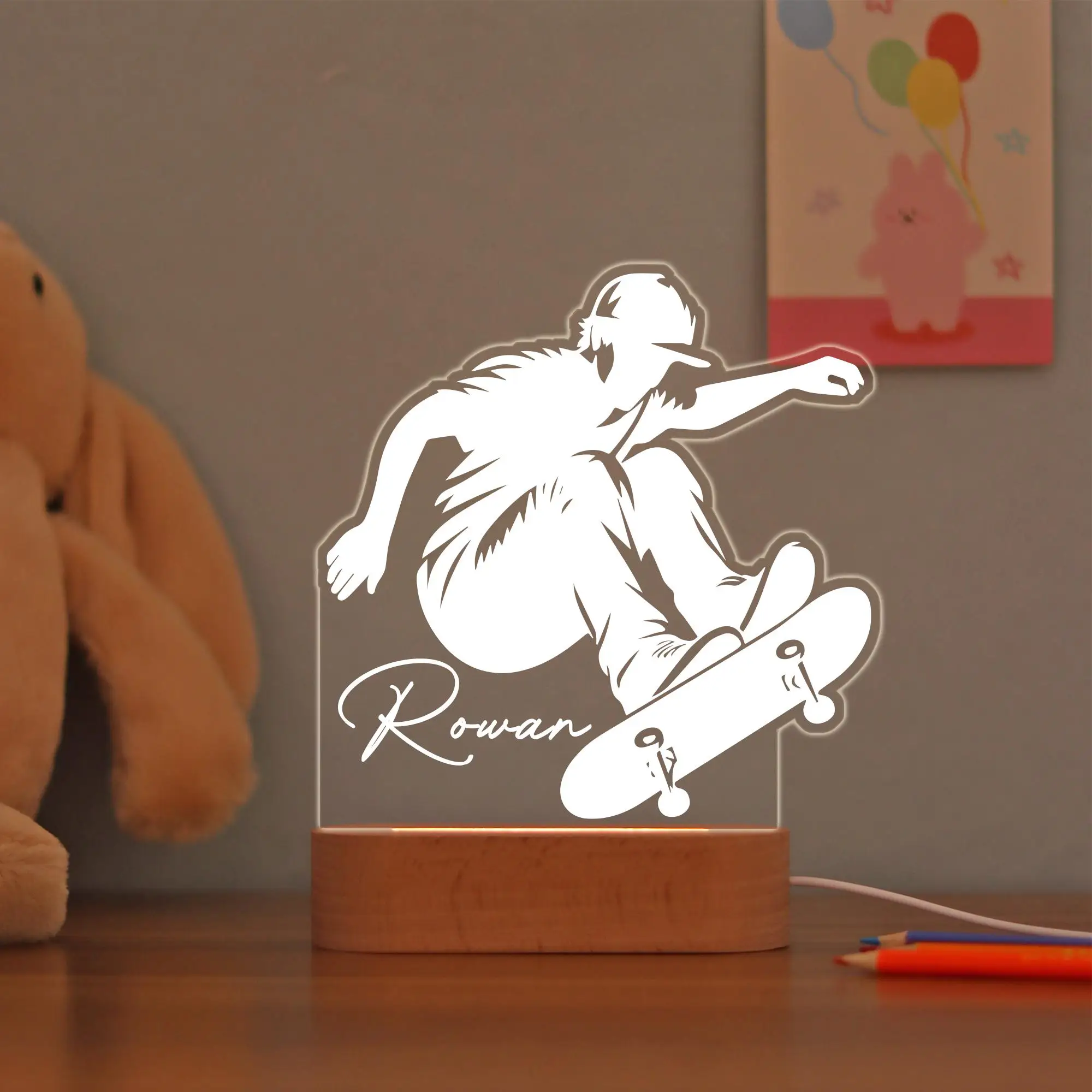 Персонализированный ночник с именем, светильник в виде скейтборда, подарок для мальчиков, детей, подростков, любителей скейтбординга, декор для спальни, подарок на день рождения
Персонализированный ночник с именем, светильник в виде скейтборда, подарок для мальчиков, детей, подростков, любителей скейтбординга, декор для спальни, подарок на день рождения