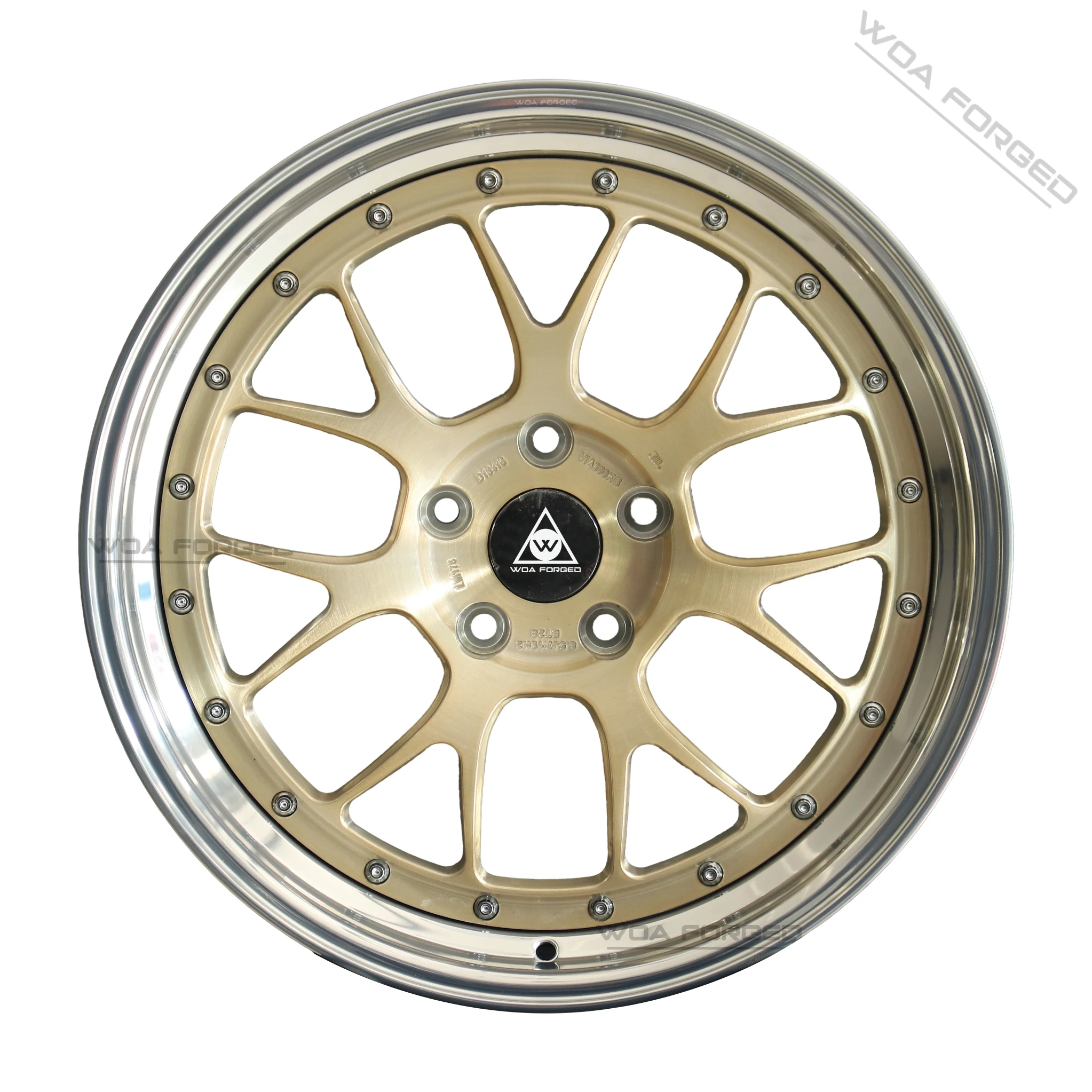 Gold 2-Piece Multi-Spoke Forged Wheels 5x112/5x114.3/5x120 for BMW 5 Series Mercedes E Class Audi A6 Dodge Charger
Gold 2-Piece Multi-Spoke Forged Wheels 5x112/5x114.3/5x120 for BMW 5 Series Mercedes E Class Audi A6 Dodge Charger