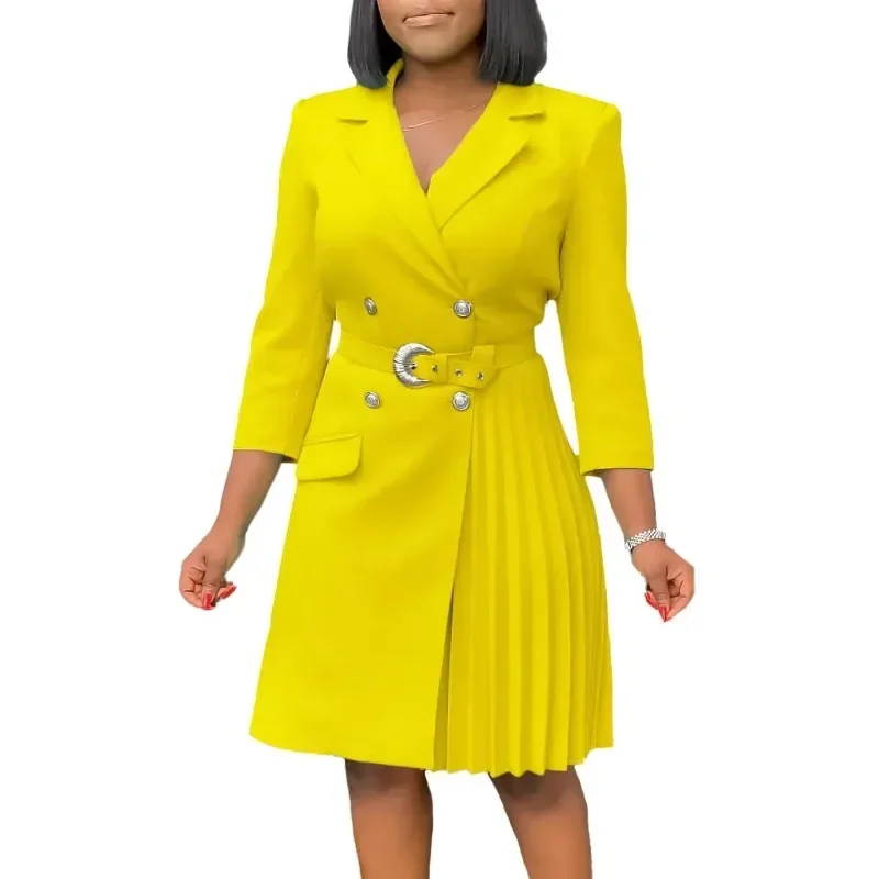 Elegant Blazer Dresses for Woman Notched Collar Full Sleeve Double Breasted Fashion Ladies Autumn Fall Daily Wear Pleated Dress
Elegant Blazer Dresses for Woman Notched Collar Full Sleeve Double Breasted Fashion Ladies Autumn Fall Daily Wear Pleated Dress