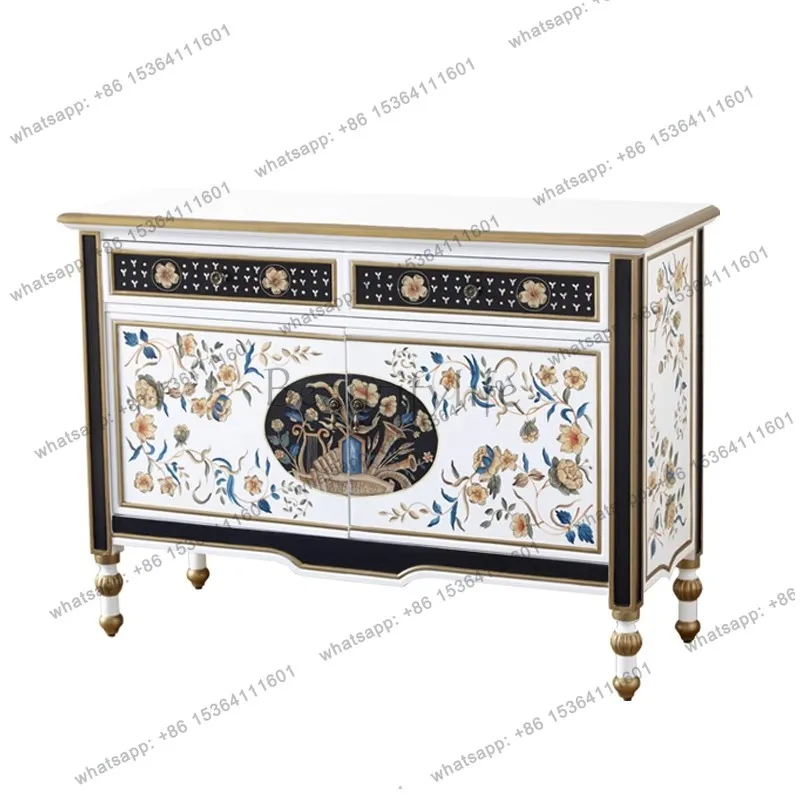 French art side cabinet solid wood painted entrance American light luxury double door small apartment decorative cabinet
French art side cabinet solid wood painted entrance American light luxury double door small apartment decorative cabinet