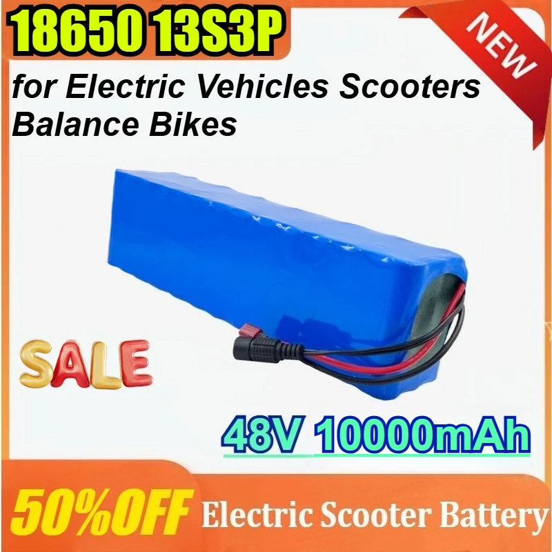 18650 Lithium Battery Pack 13S3P 48V 10Ah Rechargeable Battery for Electric Vehicles Scooters Balance Bikes with 54.6V Charger
18650 Lithium Battery Pack 13S3P 48V 10Ah Rechargeable Battery for Electric Vehicles Scooters Balance Bikes with 54.6V Charger