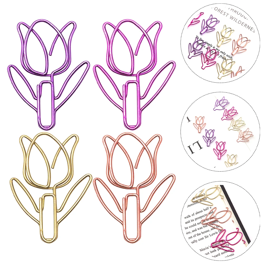 40 Pcs Tulip Shaped Metal Paper Clips Colorful Bookmarks Stationery Cute Note Holders Scrapbook Accessories
40 Pcs Tulip Shaped Metal Paper Clips Colorful Bookmarks Stationery Cute Note Holders Scrapbook Accessories
