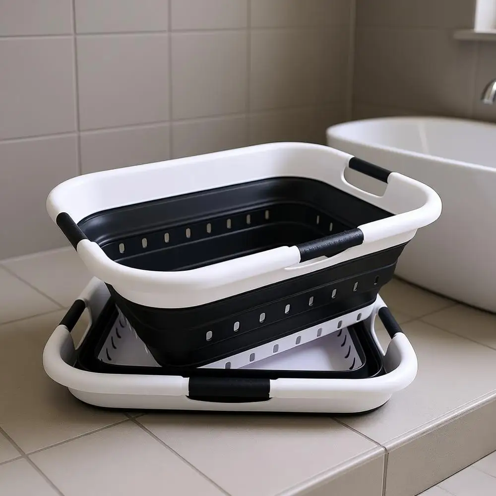 Набор из 2 складных пластиковых корзин для белья на 41 л с 3 ручками - Складной контейнер/органайзер для хранения - Экономия места/Корзина для белья
Набор из 2 складных пластиковых корзин для белья на 41 л с 3 ручками - Складной контейнер/органайзер для хранения - Экономия места/Корзина для белья