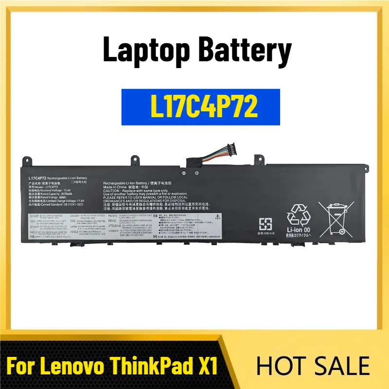 Laptop Battery L17C4P72 for Lenovo ThinkPad X1 Extreme 2018 Gen 1/2
Laptop Battery L17C4P72 for Lenovo ThinkPad X1 Extreme 2018 Gen 1/2