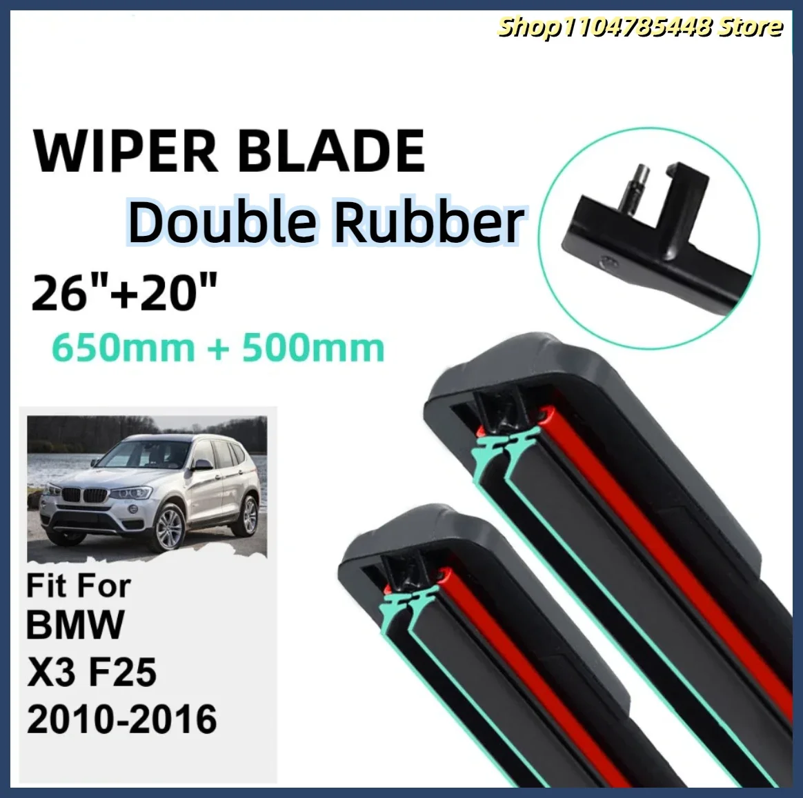 Double Rubber Car Wiper Blades for BMW X3 F25 2010-2016 Front Windscreen Windshield Rubber Car Accessories 2013 2014 2015 2016
Double Rubber Car Wiper Blades for BMW X3 F25 2010-2016 Front Windscreen Windshield Rubber Car Accessories 2013 2014 2015 2016