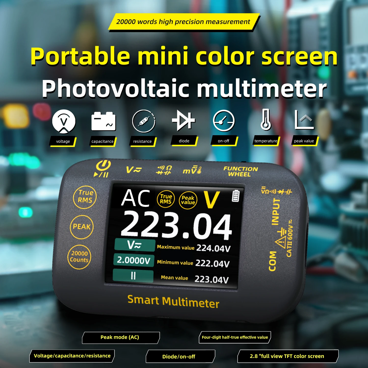 Mini Digital Rechargeable Multimeter 1000V DC AC Voltage Multimeter True RMS 20000 Count Accurate Multitester Voltage Hz Tester
Mini Digital Rechargeable Multimeter 1000V DC AC Voltage Multimeter True RMS 20000 Count Accurate Multitester Voltage Hz Tester