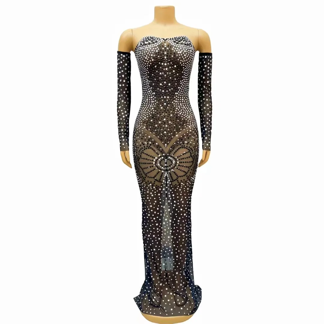 Luxury Silver Shiny Rhinestones DressBirthda\Celebrate Evening Party Floor LengthCostumeSexy Performance Dresses C322
Luxury Silver Shiny Rhinestones DressBirthda\Celebrate Evening Party Floor LengthCostumeSexy Performance Dresses C322
