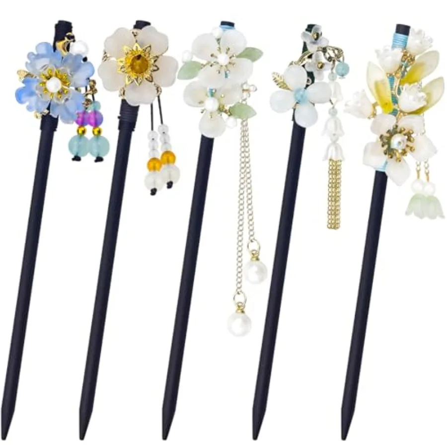 5 PACK Japanese Vintage Asian Chinese Wooden Hair Stick Retro Hairpin Flower Hair Chopsticks with Bead Pendants Forks Bun Updo
5 PACK Japanese Vintage Asian Chinese Wooden Hair Stick Retro Hairpin Flower Hair Chopsticks with Bead Pendants Forks Bun Updo