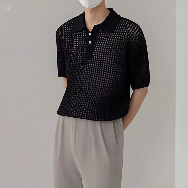Knitted Short Sleeve Shirt Men Summer Korean Style Loose Versatile Retro Solid Color Half Sleeve Turn-Down Collar-Shirt
Knitted Short Sleeve Shirt Men Summer Korean Style Loose Versatile Retro Solid Color Half Sleeve Turn-Down Collar-Shirt