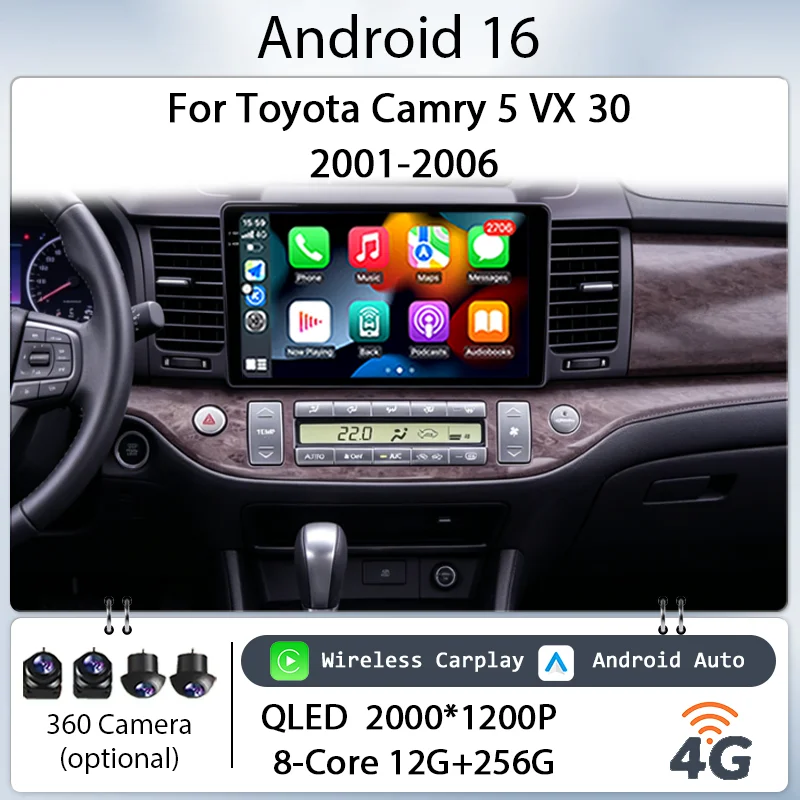 for Toyota Camry 5 VX 30 2001-2006 9" IPS Touch Screen Head Unit Android 16 Wireless CarPlay Android Auto GPS BT WiFi DSP QLED
for Toyota Camry 5 VX 30 2001-2006 9" IPS Touch Screen Head Unit Android 16 Wireless CarPlay Android Auto GPS BT WiFi DSP QLED