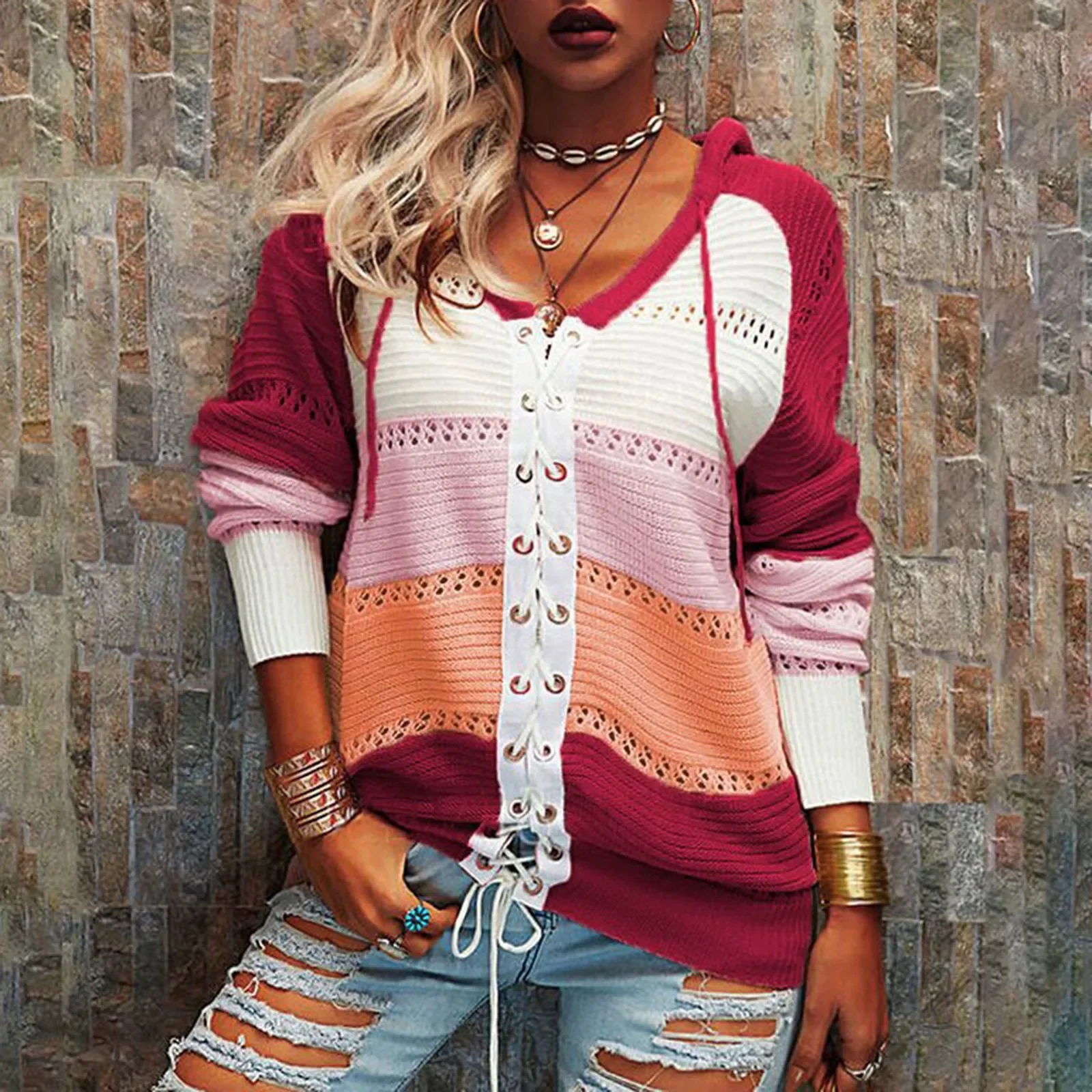 New Fall Winter Patchwork Hooded Sweaters for Women Long Sleeve V-Neck Slim Pullover Tops Jumper Plus Size Female Knit Sweaters
New Fall Winter Patchwork Hooded Sweaters for Women Long Sleeve V-Neck Slim Pullover Tops Jumper Plus Size Female Knit Sweaters