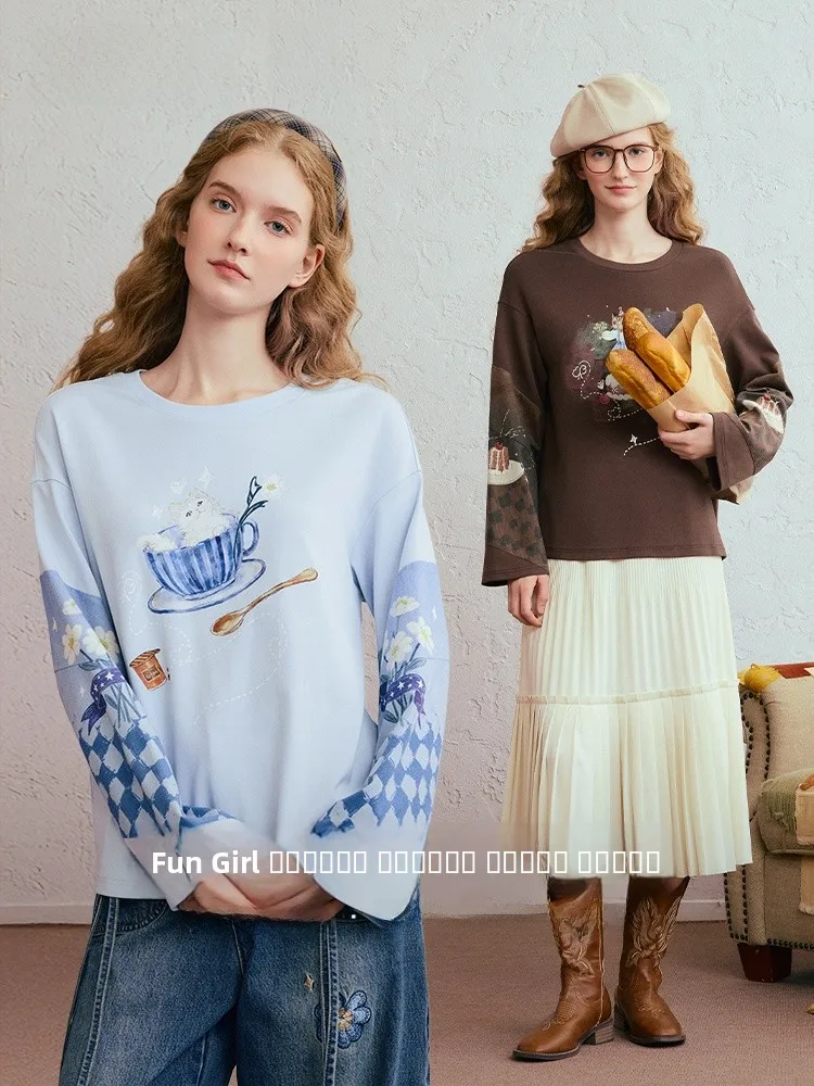 Loose Long Sve T-irt Women's Casual Sle Artistic Print Splicing Fre Sle Cotton Winter New Arrival for Girls
Loose Long Sve T-irt Women's Casual Sle Artistic Print Splicing Fre Sle Cotton Winter New Arrival for Girls
