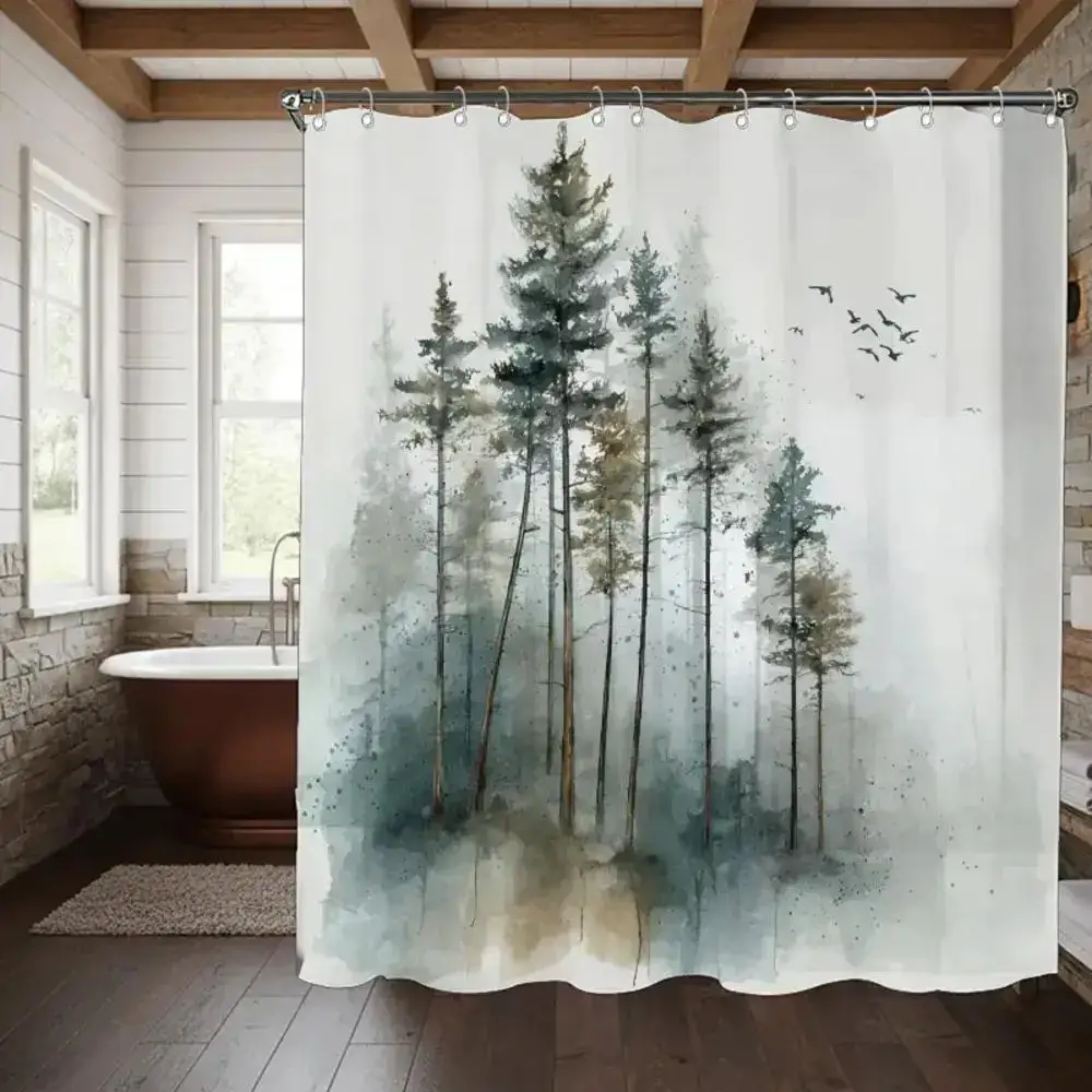 Watercolor Pine Forest Misty Mountain Landscape Zen Nature Decorative Shower Curtain
Watercolor Pine Forest Misty Mountain Landscape Zen Nature Decorative Shower Curtain