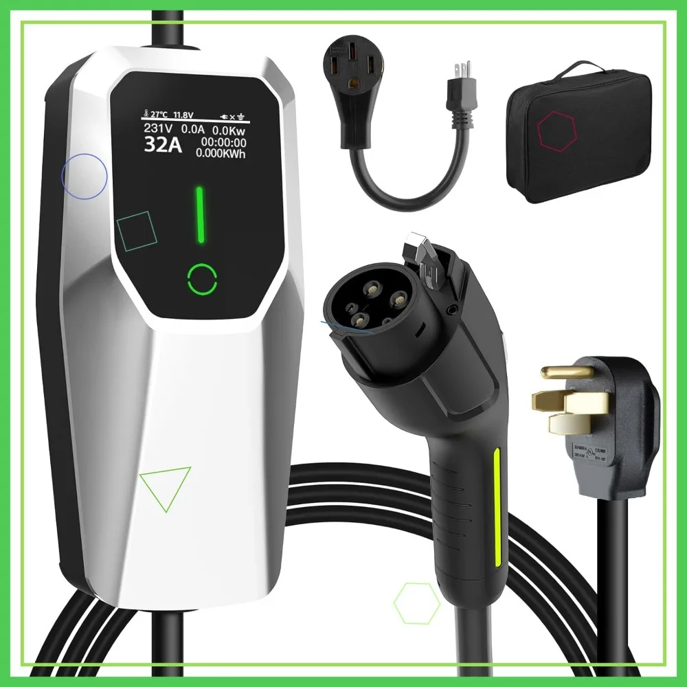 Level 1 2 EV Charger 26ft Cable NEMA 14-50/5-15 7.68kW 32A Adjustable for SAE J1772
Level 1 2 EV Charger 26ft Cable NEMA 14-50/5-15 7.68kW 32A Adjustable for SAE J1772