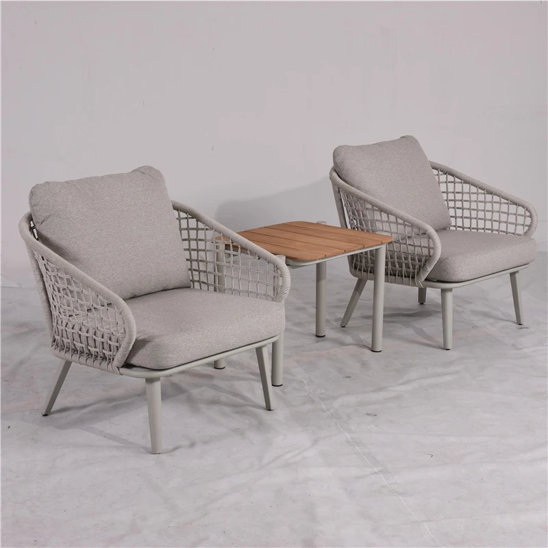 3pcs Outdoor Furniture Modern Bistro Garden Patio Set with Teak Wood Aluminum Rope Chair with Coffee Table
3pcs Outdoor Furniture Modern Bistro Garden Patio Set with Teak Wood Aluminum Rope Chair with Coffee Table