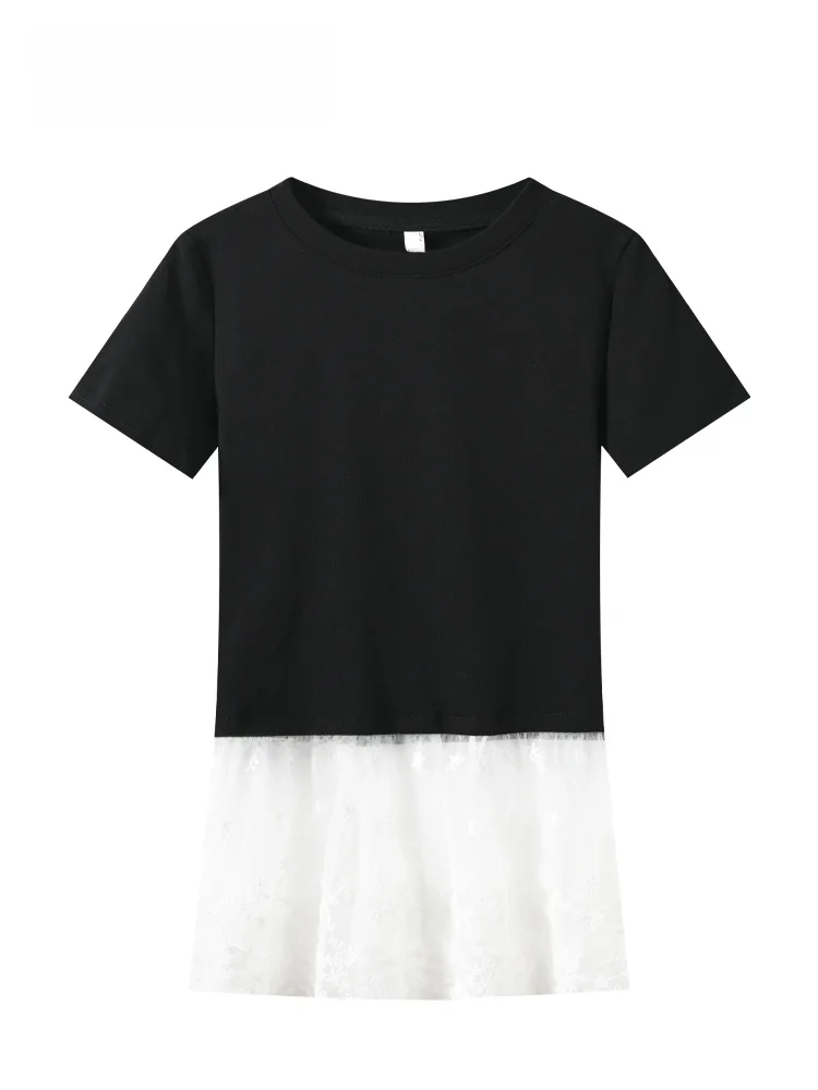 Summer New Style Lace Splicing Short Sleeve T-Shirt Women's Casual Loose Fit Cotton Big Size Fashionable Top for Plump Sister
Summer New Style Lace Splicing Short Sleeve T-Shirt Women's Casual Loose Fit Cotton Big Size Fashionable Top for Plump Sister