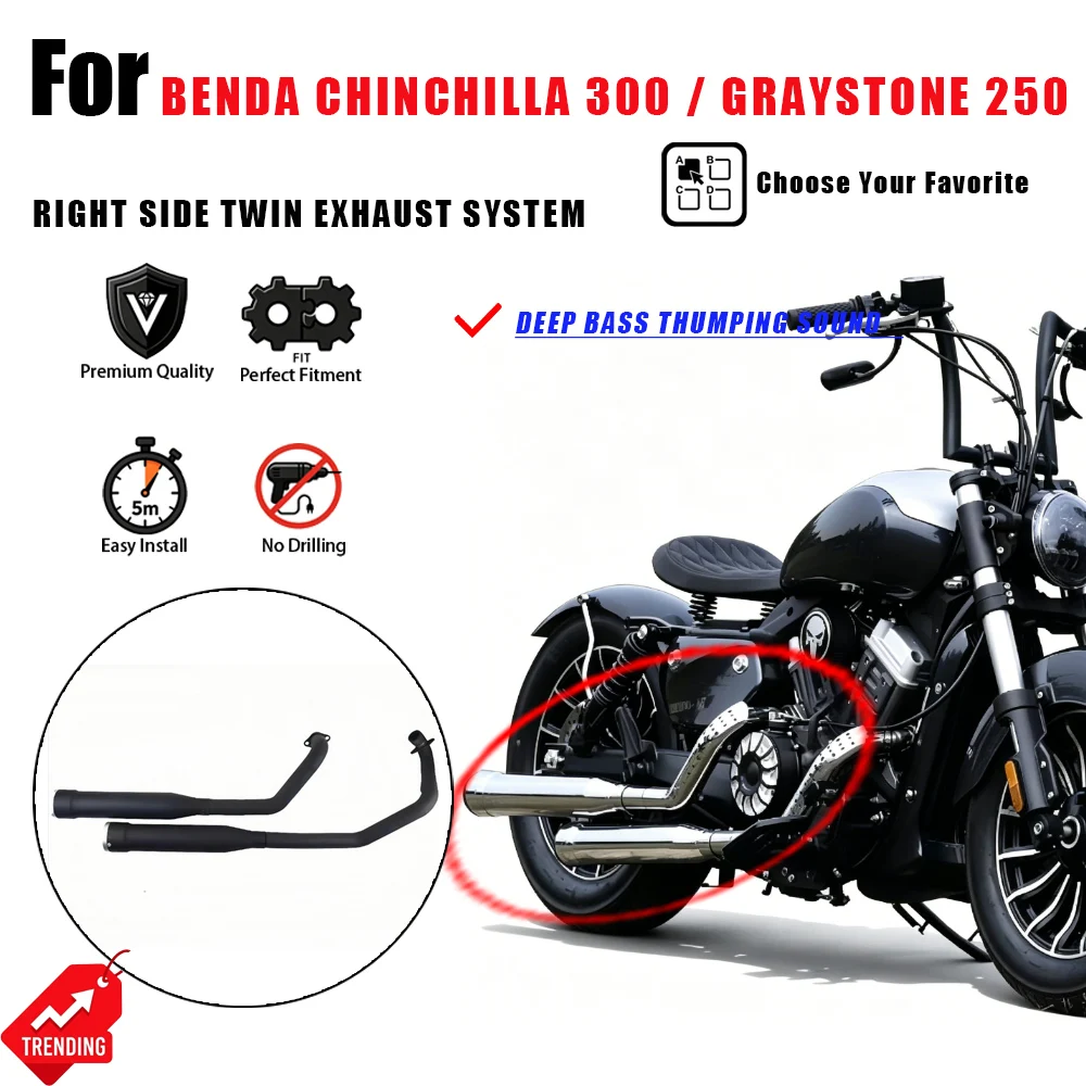 For Benda Chinchilla 300 Graystone 250 Exhaust Pipe Right Double Muffler Deep Bass Sound Accesorios Moto Escape Moto
For Benda Chinchilla 300 Graystone 250 Exhaust Pipe Right Double Muffler Deep Bass Sound Accesorios Moto Escape Moto