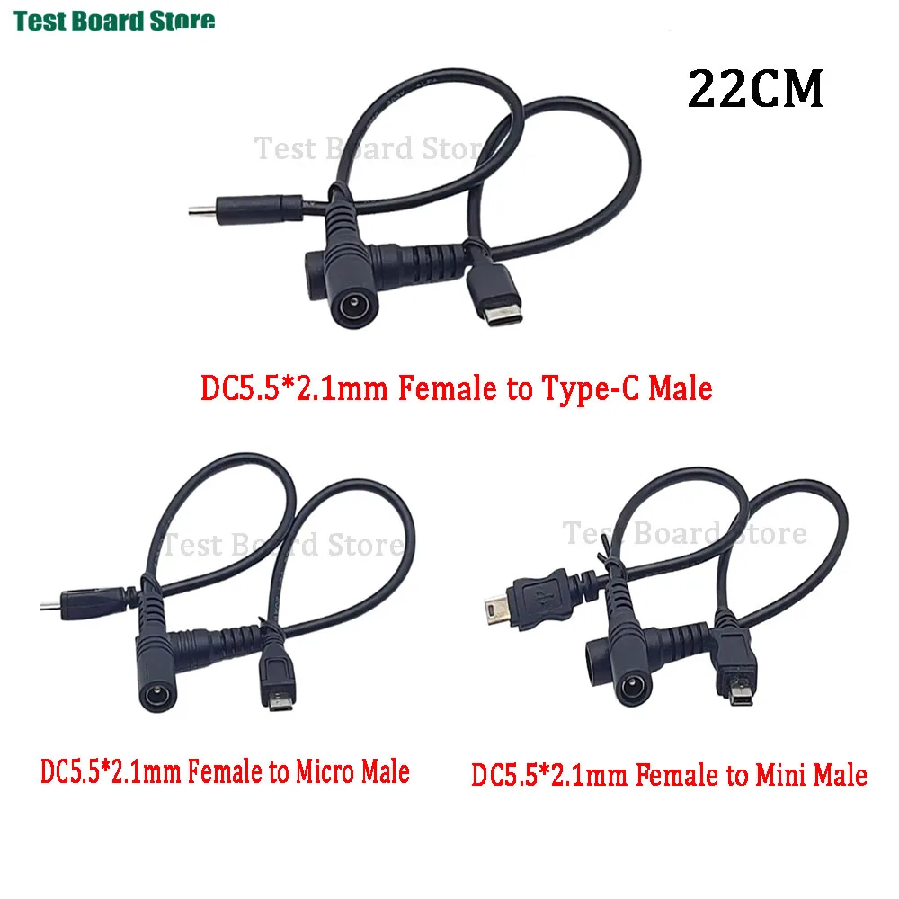 1pcs DC 5.5*2.1/3.5*1.35 Female Cables DC Power Conector 5.5x2.1mm to Type-C /Micro/Mini USB Charging Cable Converter
1pcs DC 5.5*2.1/3.5*1.35 Female Cables DC Power Conector 5.5x2.1mm to Type-C /Micro/Mini USB Charging Cable Converter