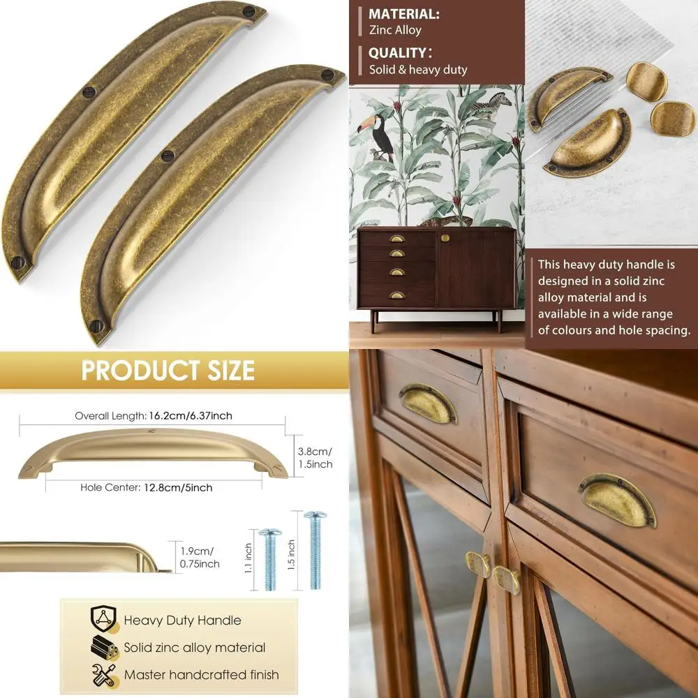 12 Pack Antique Brass zinc Alloy Cabinet Cup pulls,Vintage Retro Solid 5 Inch (128mm) Hole Center Cup Cabinet Handles for Drawer
12 Pack Antique Brass zinc Alloy Cabinet Cup pulls,Vintage Retro Solid 5 Inch (128mm) Hole Center Cup Cabinet Handles for Drawer