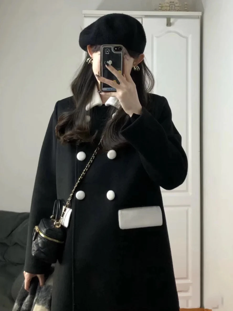 Корейское элитное шерстяное пальто средней длины для весны и осени, маленький размер, черное, с вставками, прямого кроя, женское пальто-жакет
Корейское элитное шерстяное пальто средней длины для весны и осени, маленький размер, черное, с вставками, прямого кроя, женское пальто-жакет