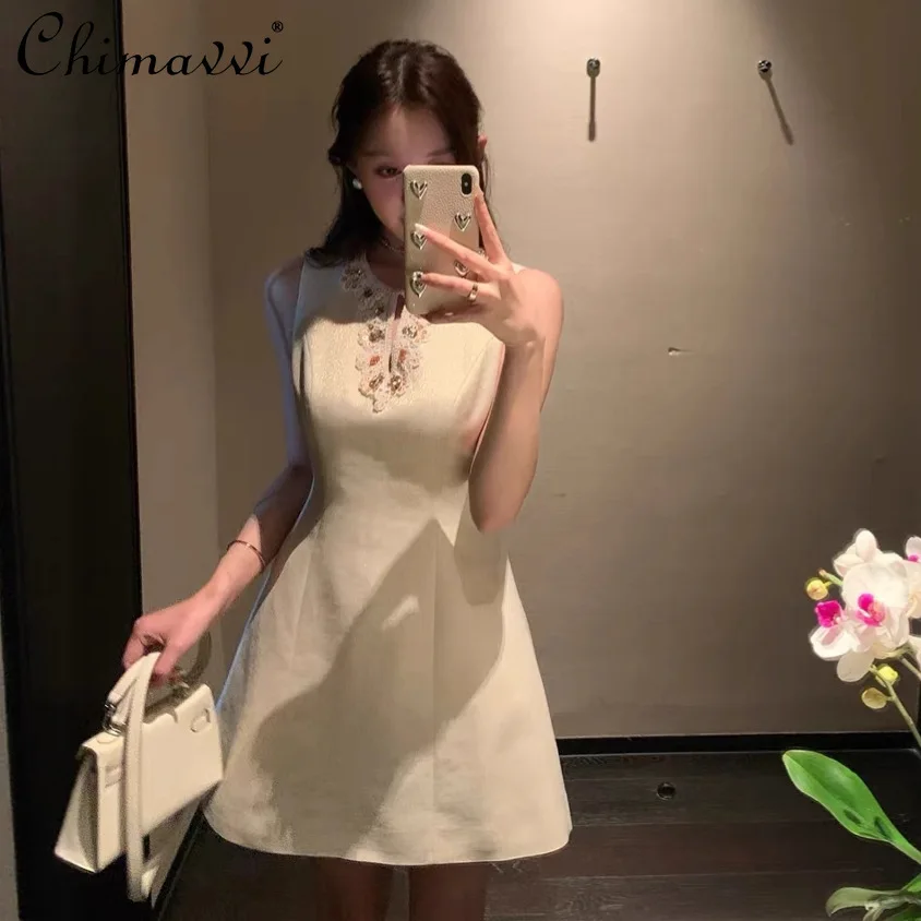 French Elegant Temperament Socialite Party Dresses Diamond Round Neck Sleeveless Loose High Waist A-line Short Tank Dress Women
French Elegant Temperament Socialite Party Dresses Diamond Round Neck Sleeveless Loose High Waist A-line Short Tank Dress Women