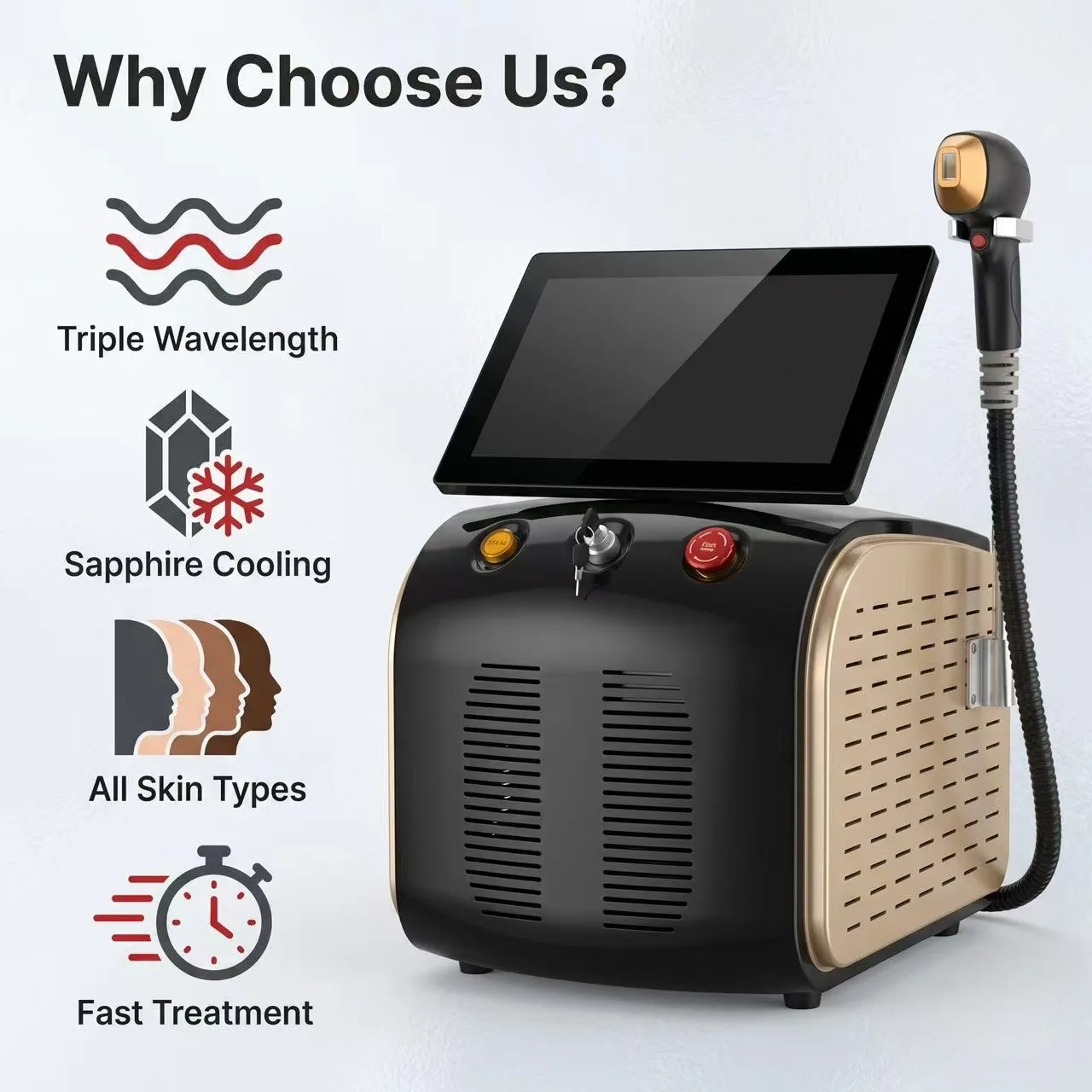 Professional 3 Wavelength 755/808/1064nm Freezing Point Laser Permanent Painless Hair Removal Machine Skin Rejuvenation
Professional 3 Wavelength 755/808/1064nm Freezing Point Laser Permanent Painless Hair Removal Machine Skin Rejuvenation
