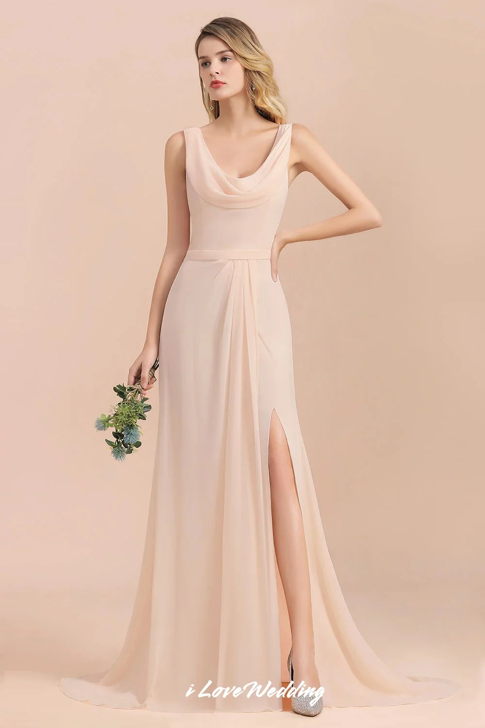 Long Side Split Bridesmaid Dress Open Back Sleeveless Chiffon V-Neck A-Line Scoop Neck Zipper Wedding Guest Dress Customized
Long Side Split Bridesmaid Dress Open Back Sleeveless Chiffon V-Neck A-Line Scoop Neck Zipper Wedding Guest Dress Customized
