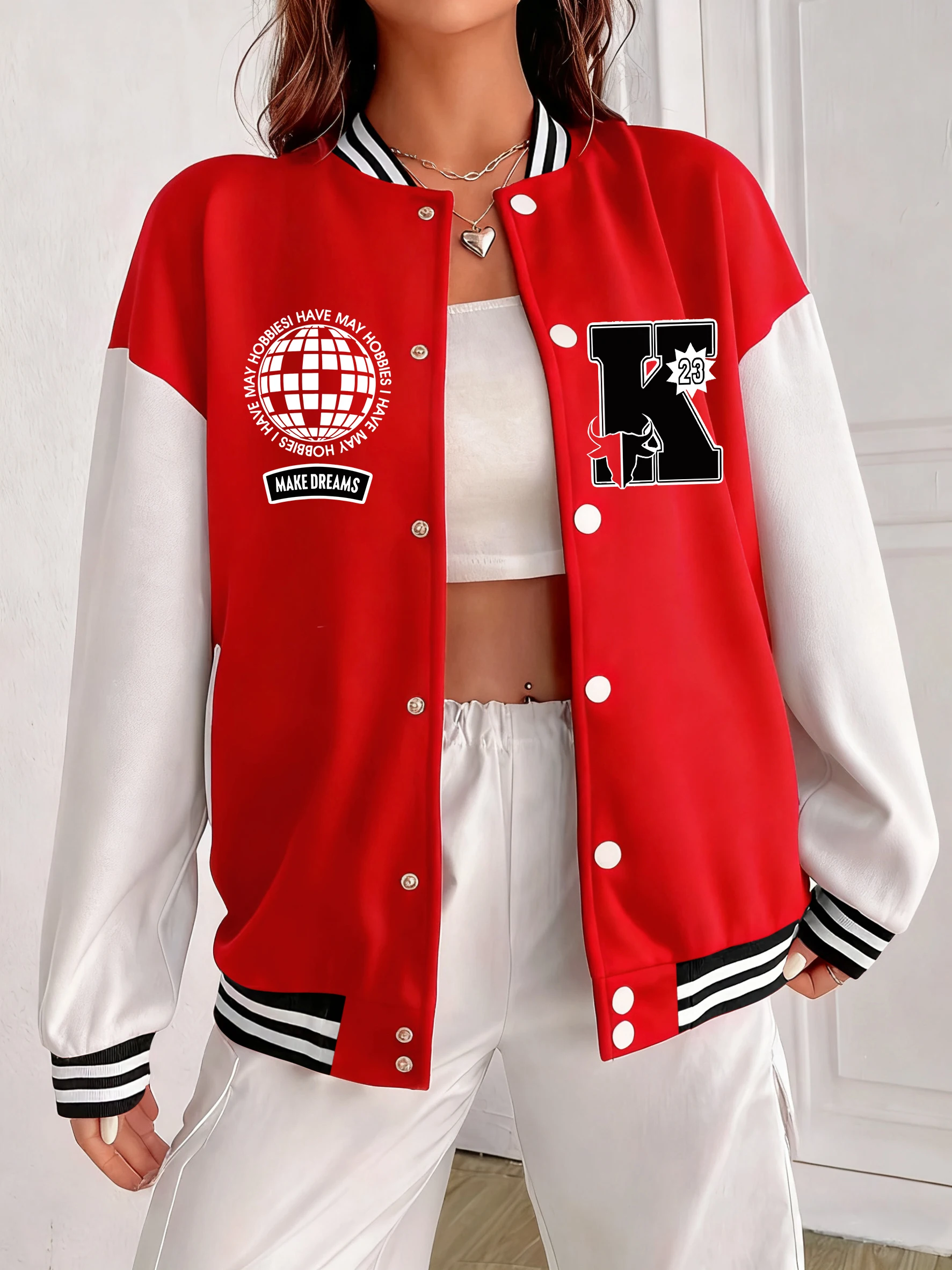 Usa Letter K And Number 23 Print Jacket Women American Oversized Baseball Uniform Colorful Sportswear Autumn Cotton Clothes
Usa Letter K And Number 23 Print Jacket Women American Oversized Baseball Uniform Colorful Sportswear Autumn Cotton Clothes