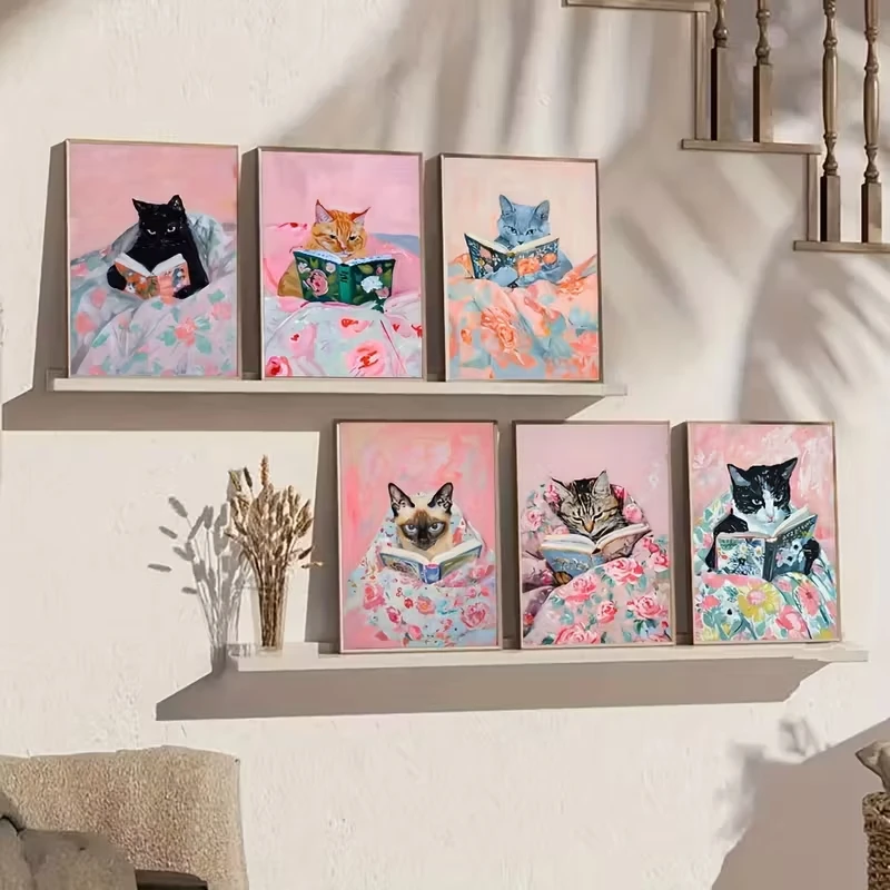 6pcs Cat Reading Books, Canvas Print Art, Modern Animal Living Room, Dining Room, Children's Room, Interior Home Decoration
6pcs Cat Reading Books, Canvas Print Art, Modern Animal Living Room, Dining Room, Children's Room, Interior Home Decoration
