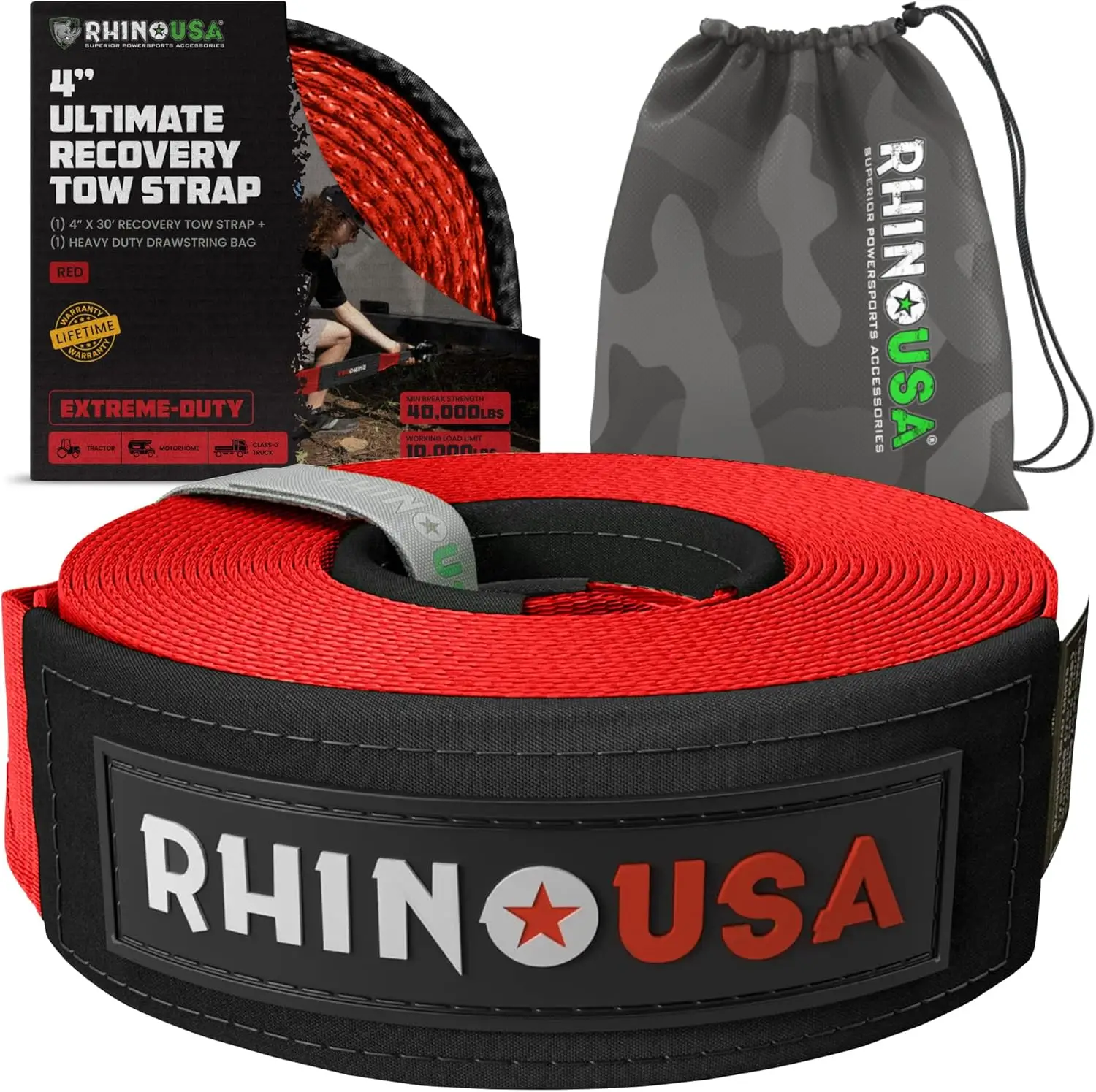 Recovery Tow Strap 4"x30' 40,320lb Break Strength Heavy Duty Towing Rope for Trucks SUVs Offroad 4x4
Recovery Tow Strap 4"x30' 40,320lb Break Strength Heavy Duty Towing Rope for Trucks SUVs Offroad 4x4