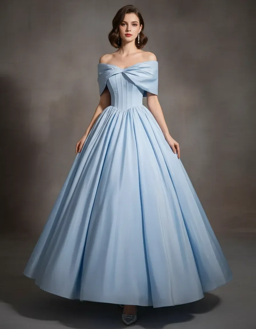 Light Blue Off Shoulder Quinceanera Dress Satin Ball Gown with Corset Bodice Sweet 16 Prom Dress with Free Petticoat
Light Blue Off Shoulder Quinceanera Dress Satin Ball Gown with Corset Bodice Sweet 16 Prom Dress with Free Petticoat
