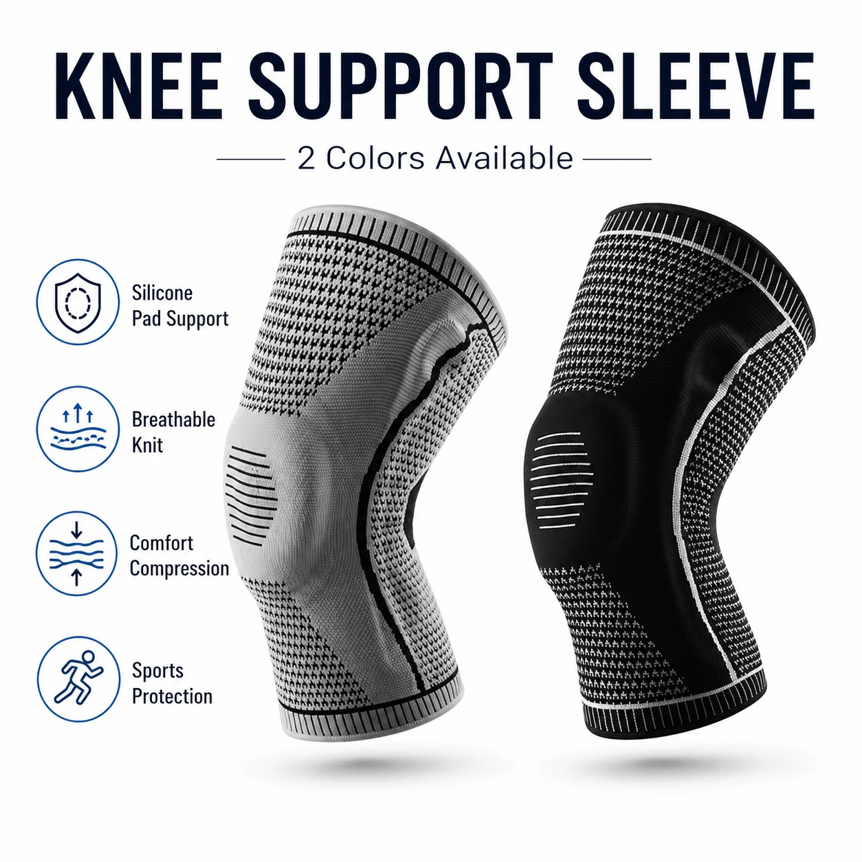 Knee Support Sleeve Compression Knee Brace with Silicone Pad Breathable Knit Patella Stabilizer for Running Basketball Gym Sport
Knee Support Sleeve Compression Knee Brace with Silicone Pad Breathable Knit Patella Stabilizer for Running Basketball Gym Sport