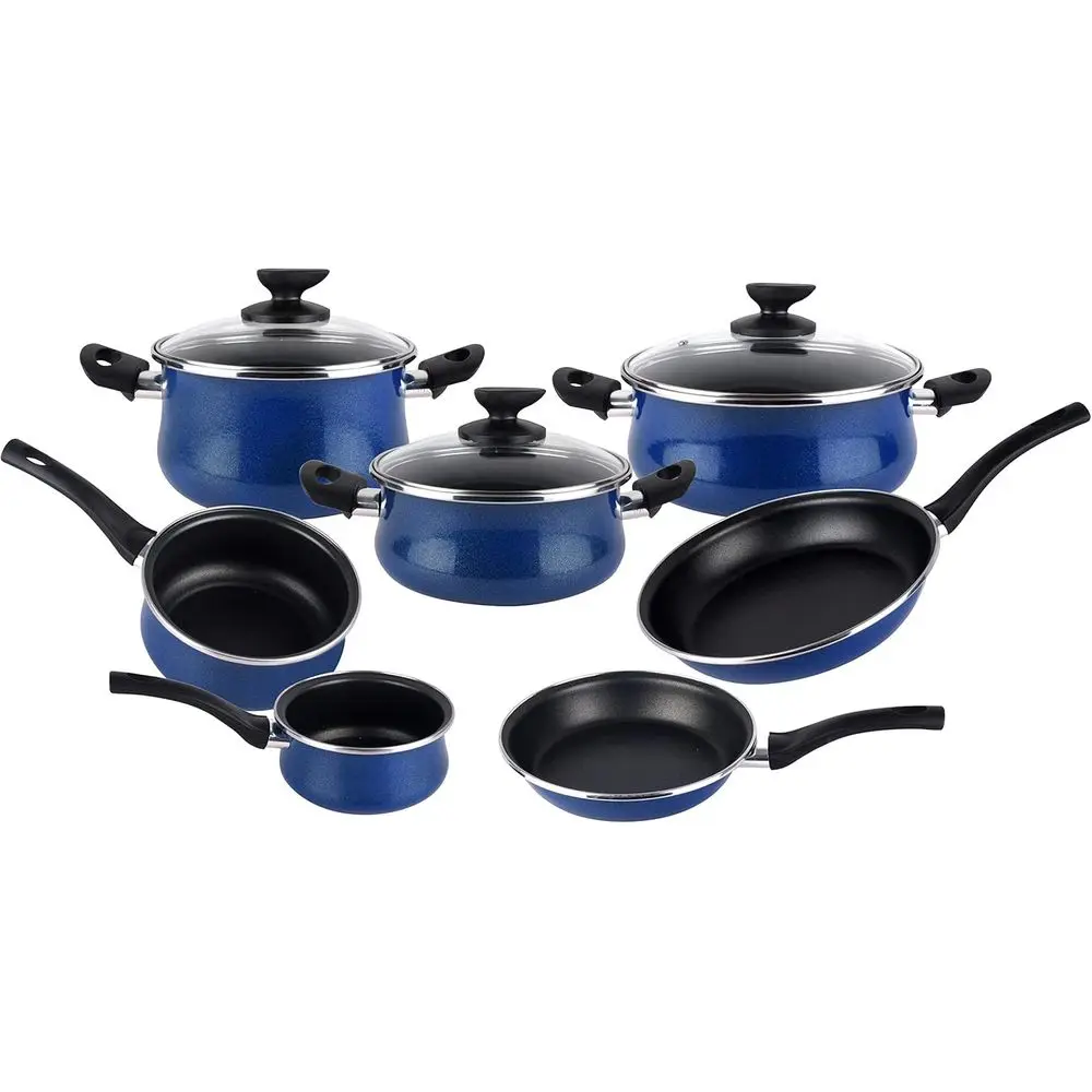 Paula 10-Piece Cookware Set, Vitriied Steel Material, Blue Exterior, Non-Stick, Suitable or All Hobs, Special Induction, 50% Ene
Paula 10-Piece Cookware Set, Vitriied Steel Material, Blue Exterior, Non-Stick, Suitable or All Hobs, Special Induction, 50% Ene
