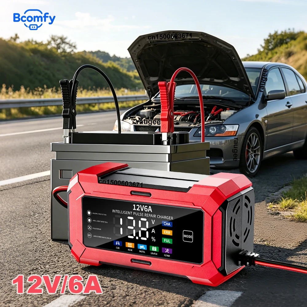 Car Battery Charger 12V 6A Automatic Pulse Repair Large Display Smart Car Motorcycle Battery Charging Lead-Acid Battery Repair
Car Battery Charger 12V 6A Automatic Pulse Repair Large Display Smart Car Motorcycle Battery Charging Lead-Acid Battery Repair