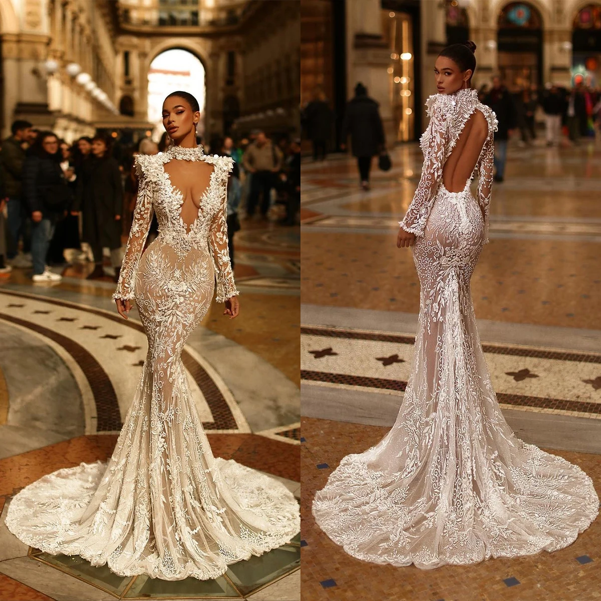 Romantic Mermaid Bridal Gowns Illusion Lace Appliques Wedding Dress Custom Made Beading Embroidery Vestido de novia
Romantic Mermaid Bridal Gowns Illusion Lace Appliques Wedding Dress Custom Made Beading Embroidery Vestido de novia