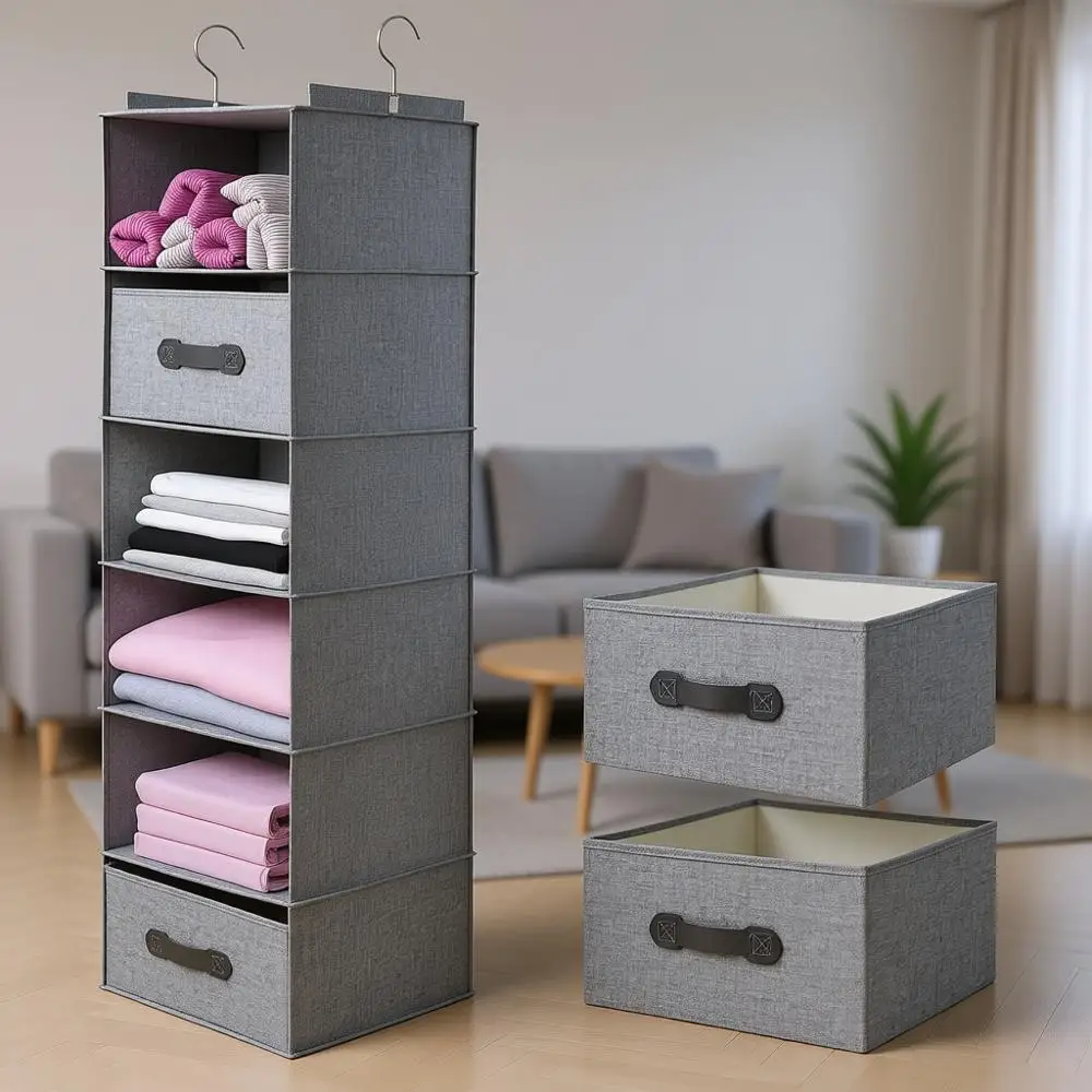 Складной 6-ярусный органайзер для свитеров с выдвижными ящиками, моющийся, серый (6 полок - 2 ящика)
Складной 6-ярусный органайзер для свитеров с выдвижными ящиками, моющийся, серый (6 полок - 2 ящика)