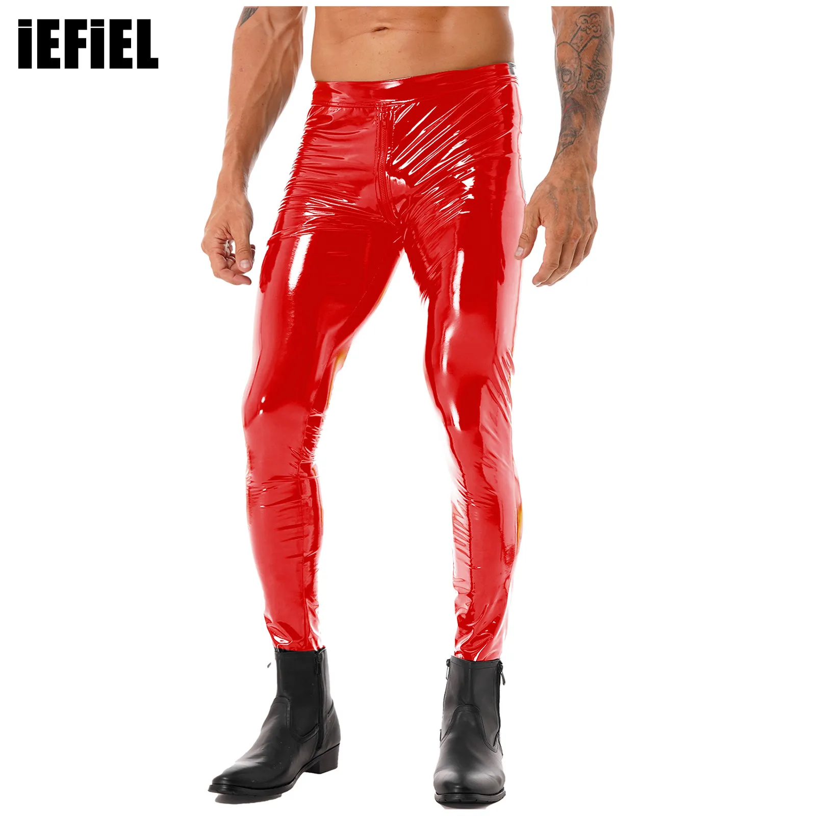 Mens Two-way Zipper Crotch Trousers Wet Look Patent Leather Skinny Pants Clubwear Leggings
Mens Two-way Zipper Crotch Trousers Wet Look Patent Leather Skinny Pants Clubwear Leggings