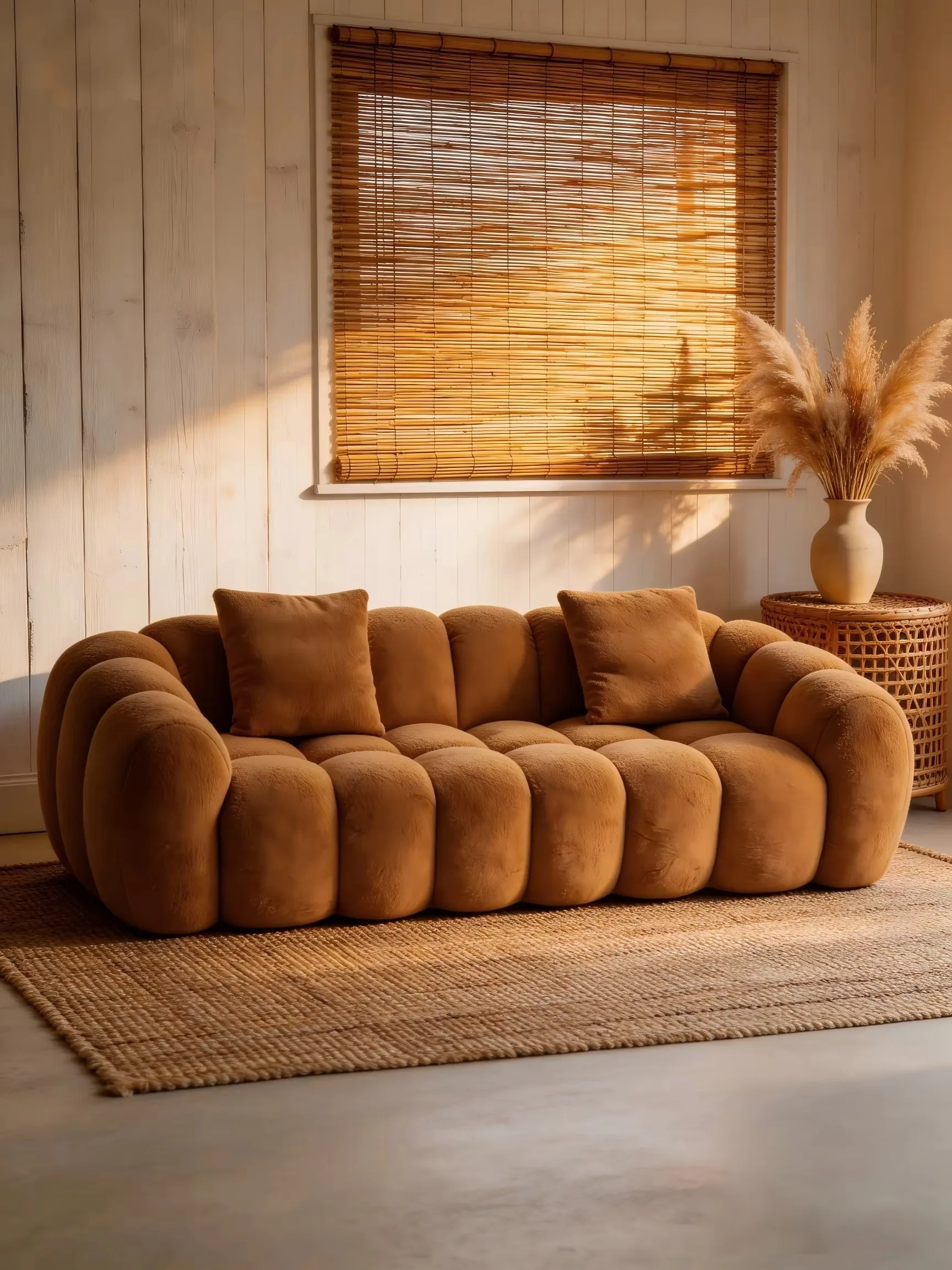 Modern curved three-seat compressed upholstered fabric sofa, cookie-shaped backrest, environmentally friendly design, suitable f
Modern curved three-seat compressed upholstered fabric sofa, cookie-shaped backrest, environmentally friendly design, suitable f