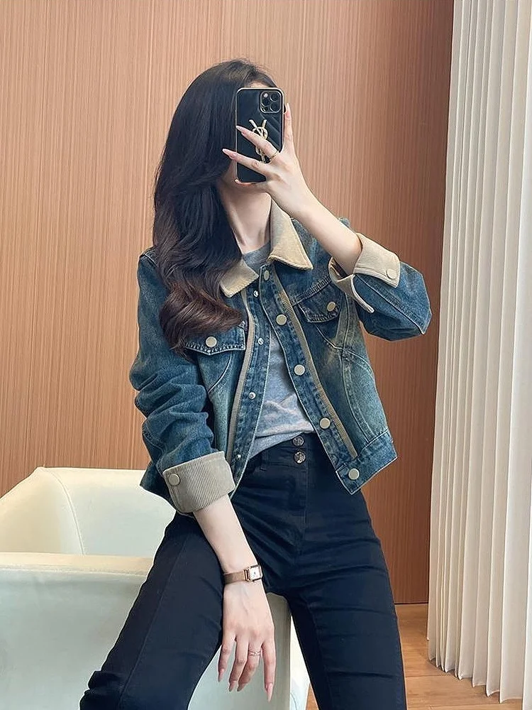 Retro Washed Denim Jacket Women's 2024 New Autumn Fashion Small Size Jacket Top Button Splice Long Sleeve Collar
Retro Washed Denim Jacket Women's 2024 New Autumn Fashion Small Size Jacket Top Button Splice Long Sleeve Collar