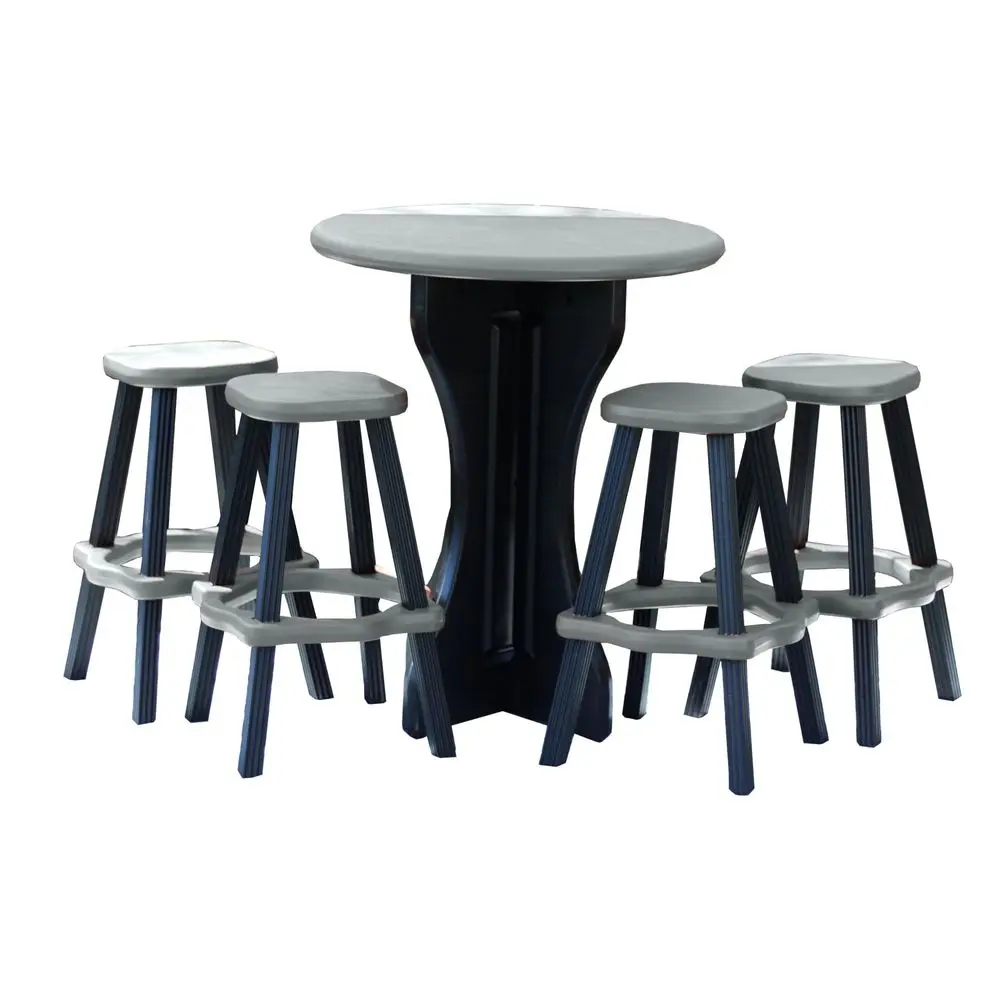 Table Set with Four Barstools Black Base with Deep Grey Accents Perfect for Patio and Outdoor Spaces. Hardware Free Easy Assemb
Table Set with Four Barstools Black Base with Deep Grey Accents Perfect for Patio and Outdoor Spaces. Hardware Free Easy Assemb