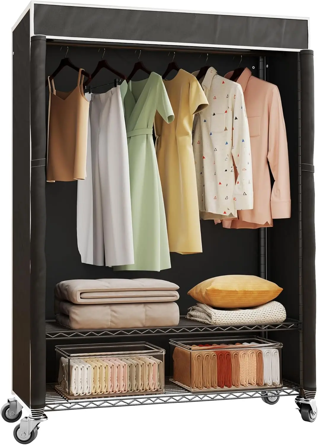 H4 Plus Rolling Garment Ra With Cover, Heavy Duty Clothes Ra With Wheels, Portable Closet For Hanging Clothes, Wardrobe Closet
H4 Plus Rolling Garment Ra With Cover, Heavy Duty Clothes Ra With Wheels, Portable Closet For Hanging Clothes, Wardrobe Closet