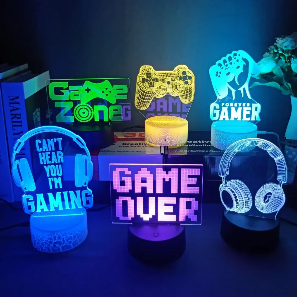3D Night Lamp Gaming Room Desk Setup Lighting Decor Gamepad Icon LED Light Atmosphere Table Bedside Night Lamps Kids Gift
3D Night Lamp Gaming Room Desk Setup Lighting Decor Gamepad Icon LED Light Atmosphere Table Bedside Night Lamps Kids Gift
