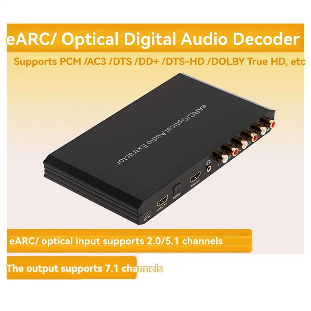 Happy+ATV Optical Fiber EARC5.1 Audio Decoder Supports -Compatible Output 7.1 Channels to Connect to Power Amplifier Audio
Happy+ATV Optical Fiber EARC5.1 Audio Decoder Supports -Compatible Output 7.1 Channels to Connect to Power Amplifier Audio