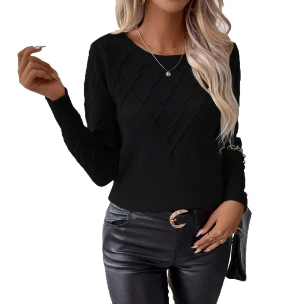 Women's Fashion Pullover Sweater round Neck Long-Sleeved Diamond Plaid Solid Color Top
Women's Fashion Pullover Sweater round Neck Long-Sleeved Diamond Plaid Solid Color Top