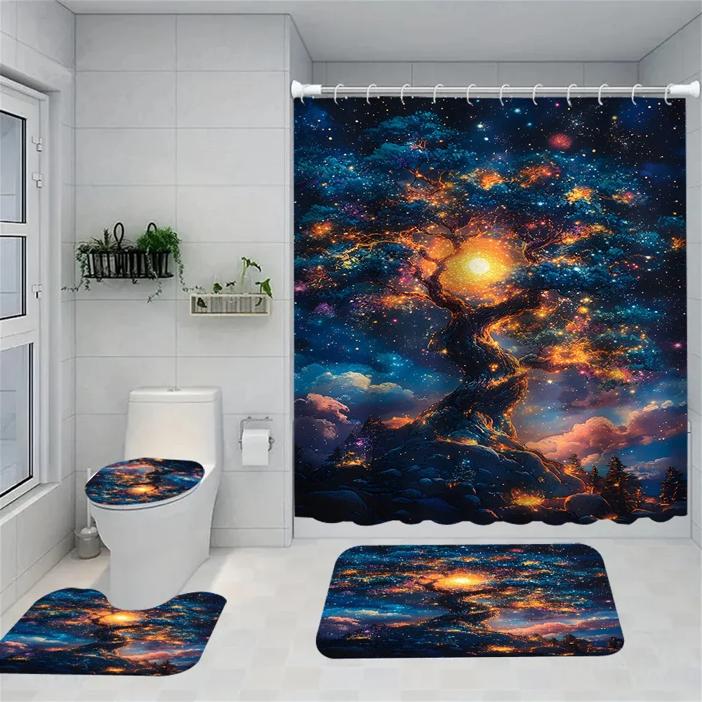 1/4 Starry Sky Tree shower Curtains, Toilet Seat Decoration, Shower Curtain with Carpet and Toilet Lid, 12 70.8x70.8 inch Hooks
1/4 Starry Sky Tree shower Curtains, Toilet Seat Decoration, Shower Curtain with Carpet and Toilet Lid, 12 70.8x70.8 inch Hooks