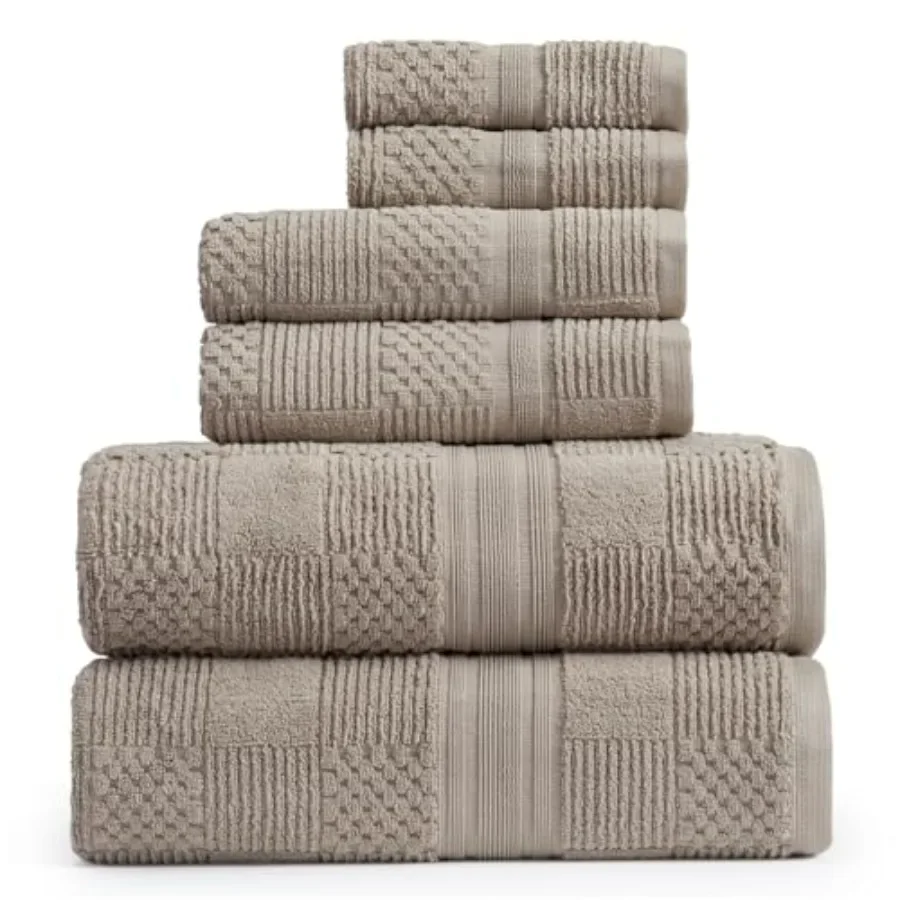 Bathroom towel set: 100 cotton, brown, geometric textured design, absorbent quick-dry, Oeko-TEX Standard 100 certified
Bathroom towel set: 100 cotton, brown, geometric textured design, absorbent quick-dry, Oeko-TEX Standard 100 certified
