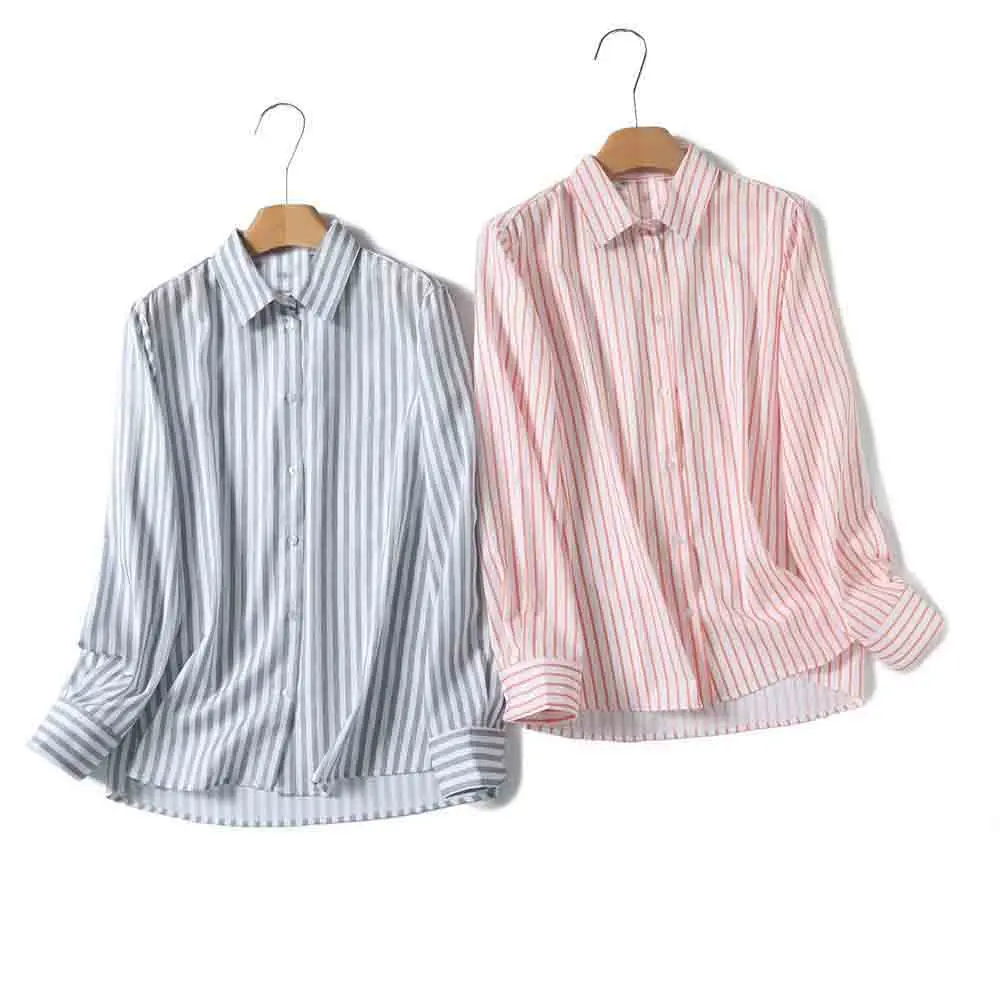 Women Spring and Summer 2024 New Fashionable Simple Long Sleeve Striped Shirt Chic Lapel Versatile Button Top Blouses Mujer
Women Spring and Summer 2024 New Fashionable Simple Long Sleeve Striped Shirt Chic Lapel Versatile Button Top Blouses Mujer