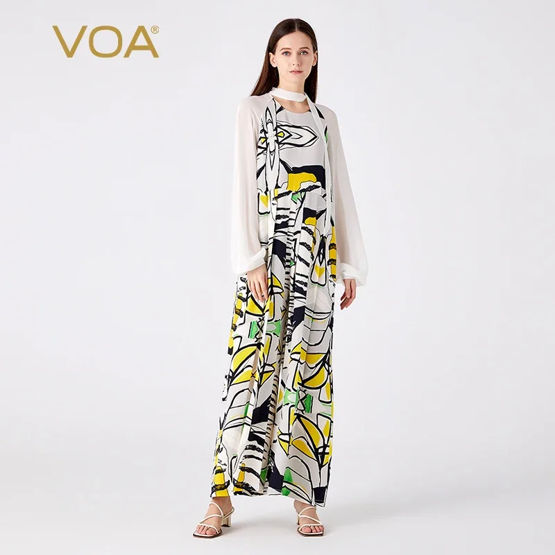(Fans Exclusive Discount) VOA Printed Heavyweight Silk O-neck Shirt Sleeve Ribbon Collision Loose Fashion Jumpsuit Women KE907
(Fans Exclusive Discount) VOA Printed Heavyweight Silk O-neck Shirt Sleeve Ribbon Collision Loose Fashion Jumpsuit Women KE907