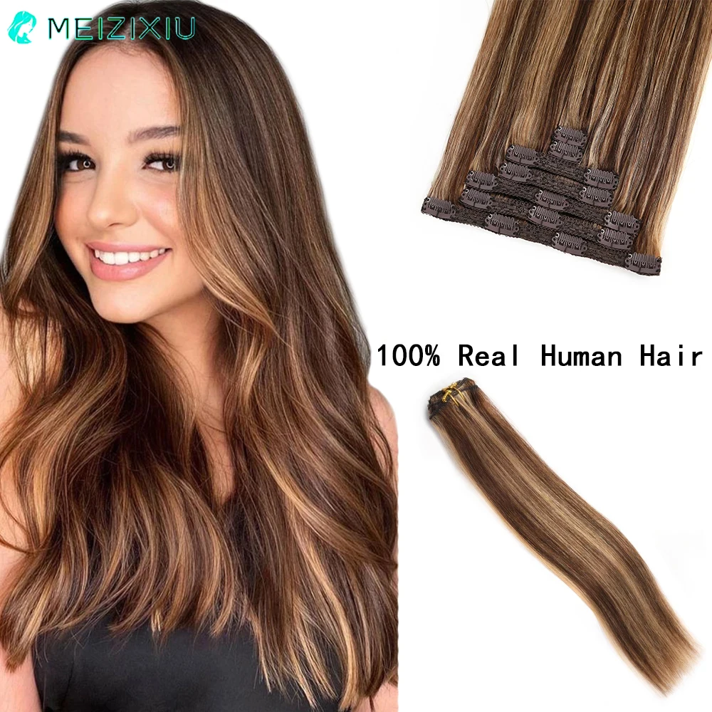 Highlight Blonde Clip In Hair Extensions Remy Real Hair Straight Double Weft 7PCS Clip-On HairPiece Clip In Human Hair for Women
Highlight Blonde Clip In Hair Extensions Remy Real Hair Straight Double Weft 7PCS Clip-On HairPiece Clip In Human Hair for Women