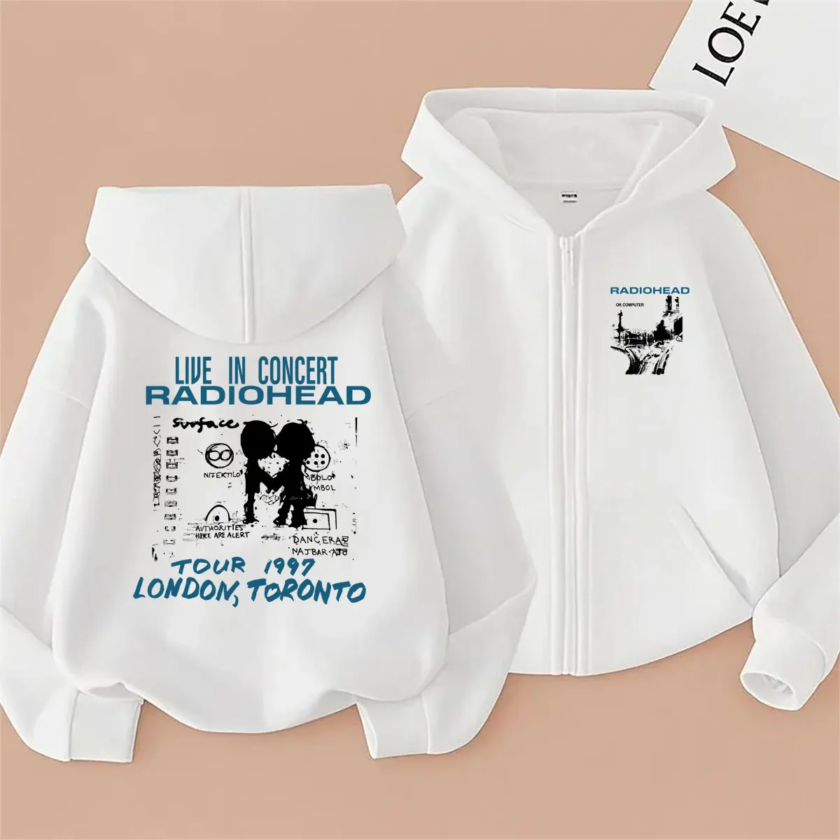 Hot Rock Band Radiohead OK Computer Tour 1997 Zipper Hoodie Men Women Hip Hop Oversized Zip Up Jacket Coat Male Casual Hoodies
Hot Rock Band Radiohead OK Computer Tour 1997 Zipper Hoodie Men Women Hip Hop Oversized Zip Up Jacket Coat Male Casual Hoodies